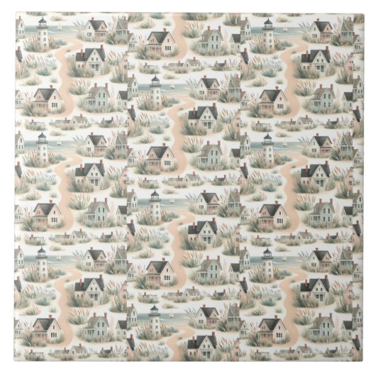 Carreau Coastal Cottage Lighthouse Pattern (Devant)