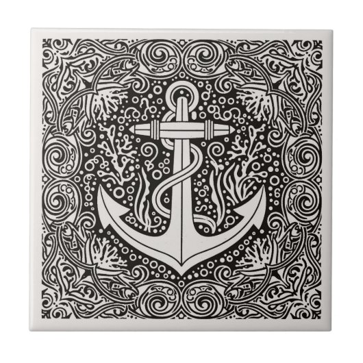 Carreau Coastal Life Series Anchor B & W D1208 (Devant)