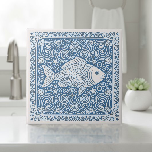 Carreau Coastal Life Series Fish Blue D1208