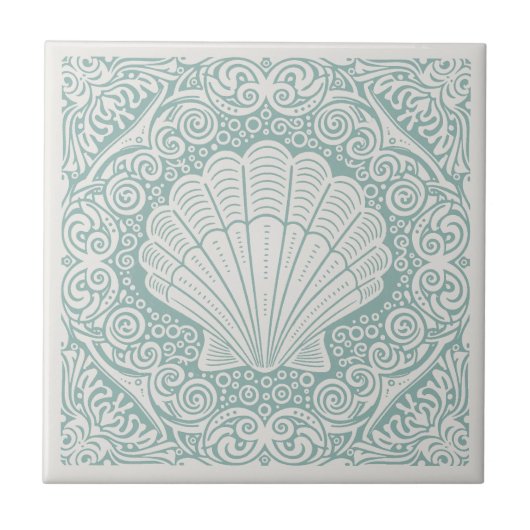 Carreau Coastal Life Series Scallop Shell Teal D1208 (Devant)