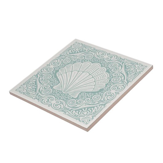 Carreau Coastal Life Series Scallop Shell Teal D1208 (Côté)