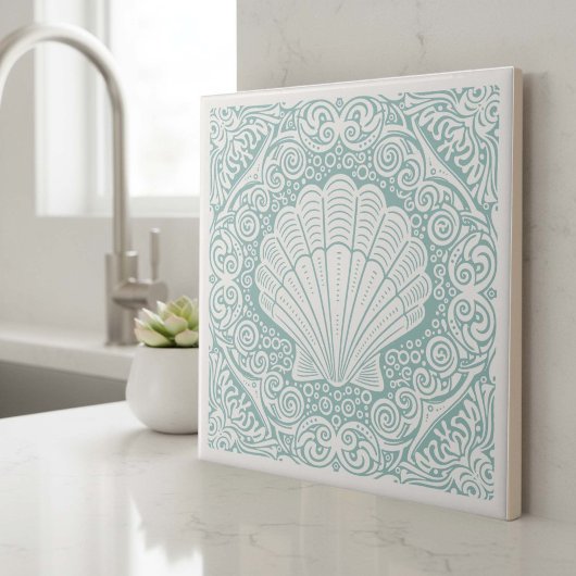 Carreau Coastal Life Series Scallop Shell Teal D1208