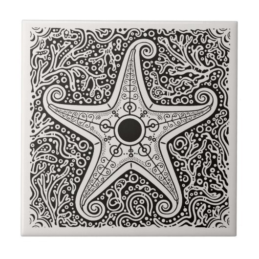 Carreau Coastal Life Series Starfish B & W D1208 (Devant)