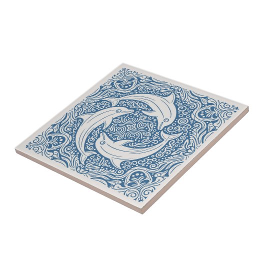 Carreau Coastal Life Series Three Dolphins Blue ID1208 (Côté)