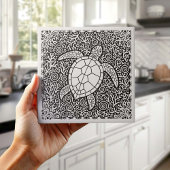 Carreau Coastal Life Series Turtle B & W D1208