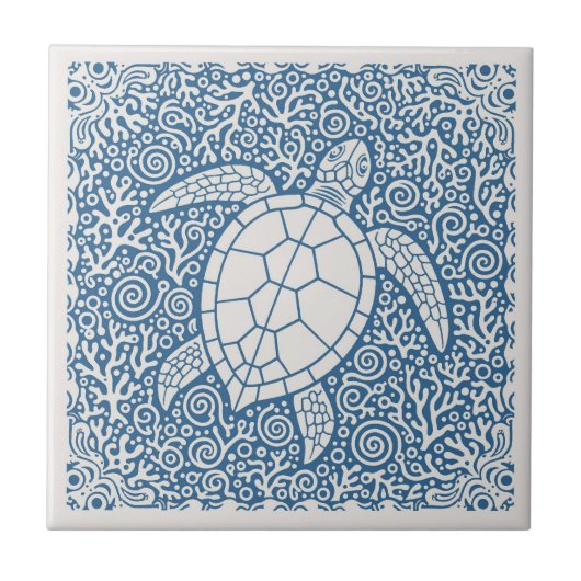 Carreau Coastal Life Series Turtle Blue D1208 (Devant)