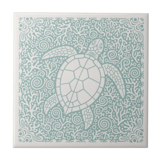 Carreau Coastal Life Series Turtle Teal D1208 (Devant)