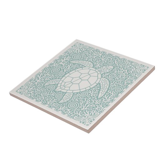 Carreau Coastal Life Series Turtle Teal D1208 (Côté)