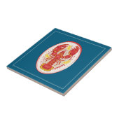 Carreau Coastal Red Lobster Lemon Pattern Ceramic Tile (Côté)