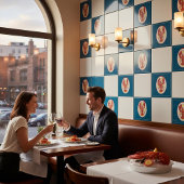 Carreau Coastal Red Lobster Lemon Pattern Ceramic Tile