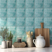 Carreau Coastal Teal Blue Watercolor Backsplash