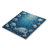 Carreau Coastal Underwater Seashell Fish Ocean Bubble Blue (Côté)