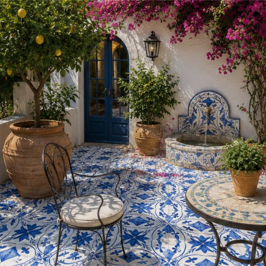 Carreau Cobalt Breeze Hand-Painted Blue Mediterranean