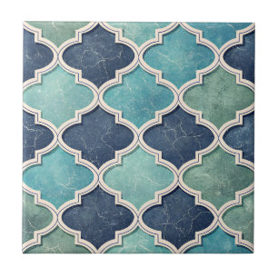 Carreau Cobalt et sarcelle quaterfoil - Mosaïque méditerra