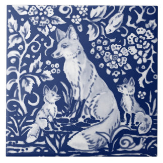 Carreau Cobalt Marine Bleu Cobalt Fox Famille Animaux flor