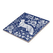 Carreau Cobalt Navy Blue Fox Woodland Floral 4 1/4" (Côté)
