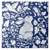 Carreau Cobalt Navy Blue Rabbit Bird Dedham Delft Morris C (Devant)