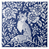 Carreau Cobalt Navy Blue Woodland Animal mite Fox Fern (Devant)