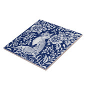 Carreau Cobalt Navy Blue Woodland Animal mite Fox Fern (Côté)