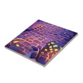 Carreau Cobblestones rétroéclairage violet jaune art graph (Côté)