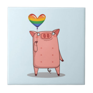 Carreau Cochon Avec Ballot Arc-En-Ciel