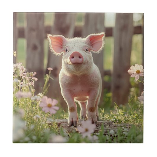Carreau Cochon Dans Le Jardin Fleuri (Devant)
