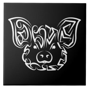 Carreau Cochon tribal noir et blanc