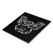 Carreau Cochon tribal noir et blanc (Côté)