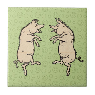 Carreau Cochons dansants antiques : petite danse folkloriq