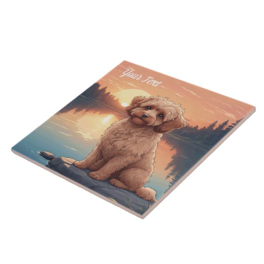 Carreau Cockapoo par le lac (Côté)