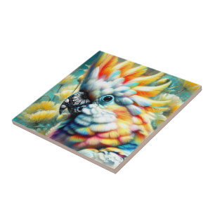 Carreau Cockatoo Whimsal Oiseau Pépites jaunes Floral