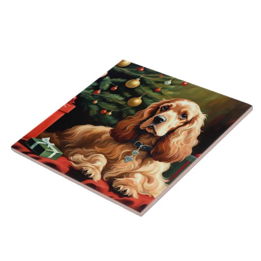 Carreau Cocker Spaniel Christmas (Côté)