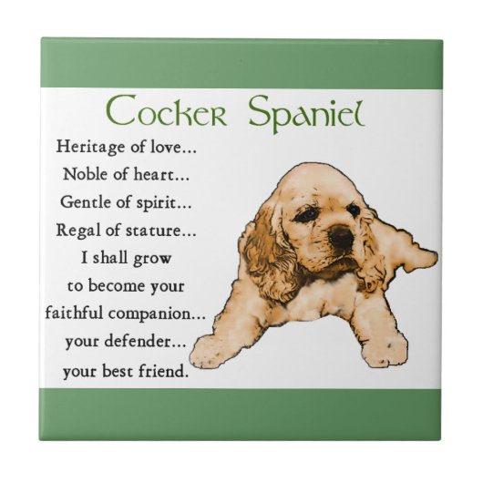 Carreau Cocker Spaniel Patrimoine de l'Amour (Devant)