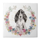 Carreau Cocker Spaniel Spring Flowers Wreath (Devant)
