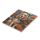 Carreau Cocker Spaniel William Morris Inspiré Floral (Côté)