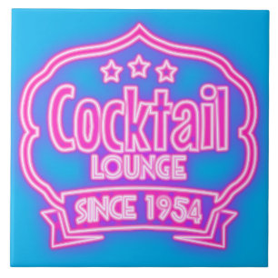 Carreau Cocktail lounge rétro néon vintage signe bleu