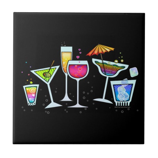 CARREAU COCKTAIL VERRES CARRELAGE - DESSOUS DE VERRE - TRI (Devant)
