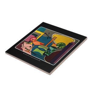 Carreau Cocktails abstraits de mod de la moitié du siècl