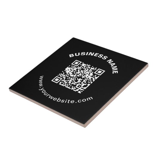 Carreau Code QR avec nom d'entreprise Texte circulaire gra (Côté)