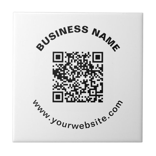 Carreau Code QR avec nom d'entreprise Texte circulaire gra (Devant)
