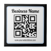 Carreau Code QR éditable & Texte avec bordure bleu clair (Devant)