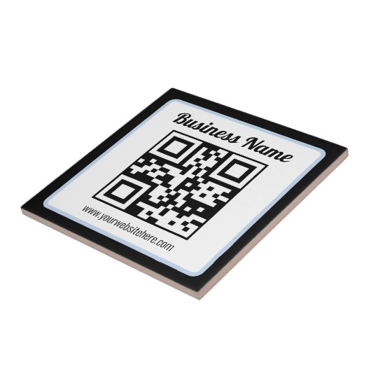 Carreau Code QR éditable & Texte avec bordure bleu clair (Côté)