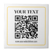 Carreau Code QR éditable & Texte avec bordure jaune or (Devant)