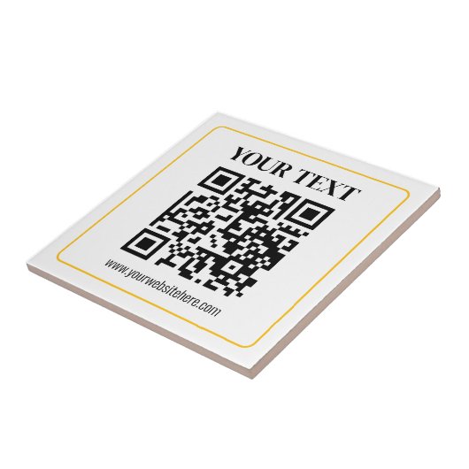 Carreau Code QR éditable & Texte avec bordure jaune or (Côté)