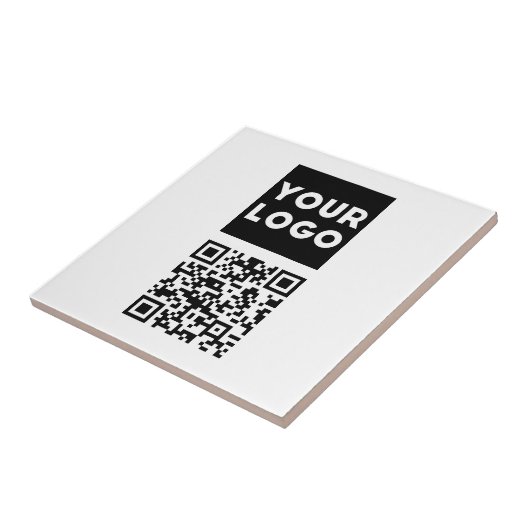 Carreau Code QR éditable & Votre logo ou image d'entrepris (Côté)