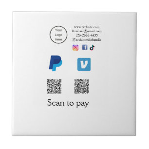 Carreau Code QR PayPal venmo scan pay ajouter médias socia