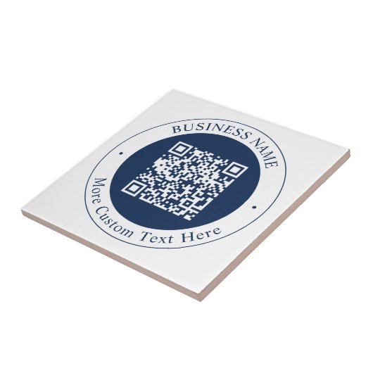 Carreau Code QR personnalisable & Texte | Bleu marine fonc (Côté)