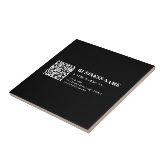 Carreau Code QR personnalisé & Texte rétro-moderne modifia (Côté)
