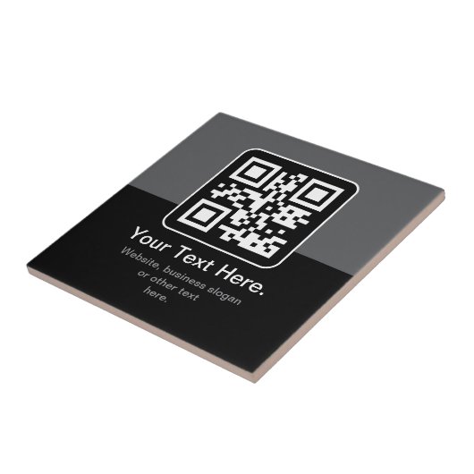 Carreau Code QR scannable moderne | Noir Gris & Blanc (Côté)