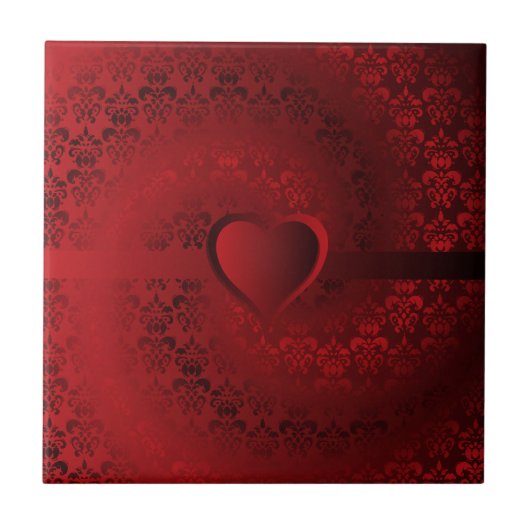 Carreau Coeur damassé rouge (Devant)